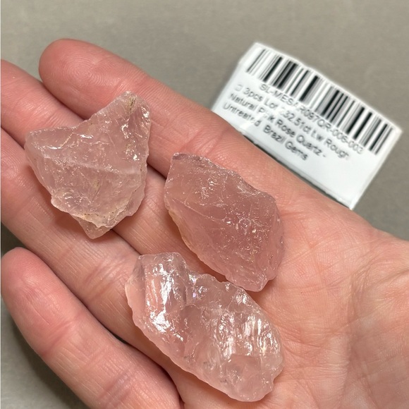 232CT Rough Rose Quartz 3PCS - Picture 2 of 12